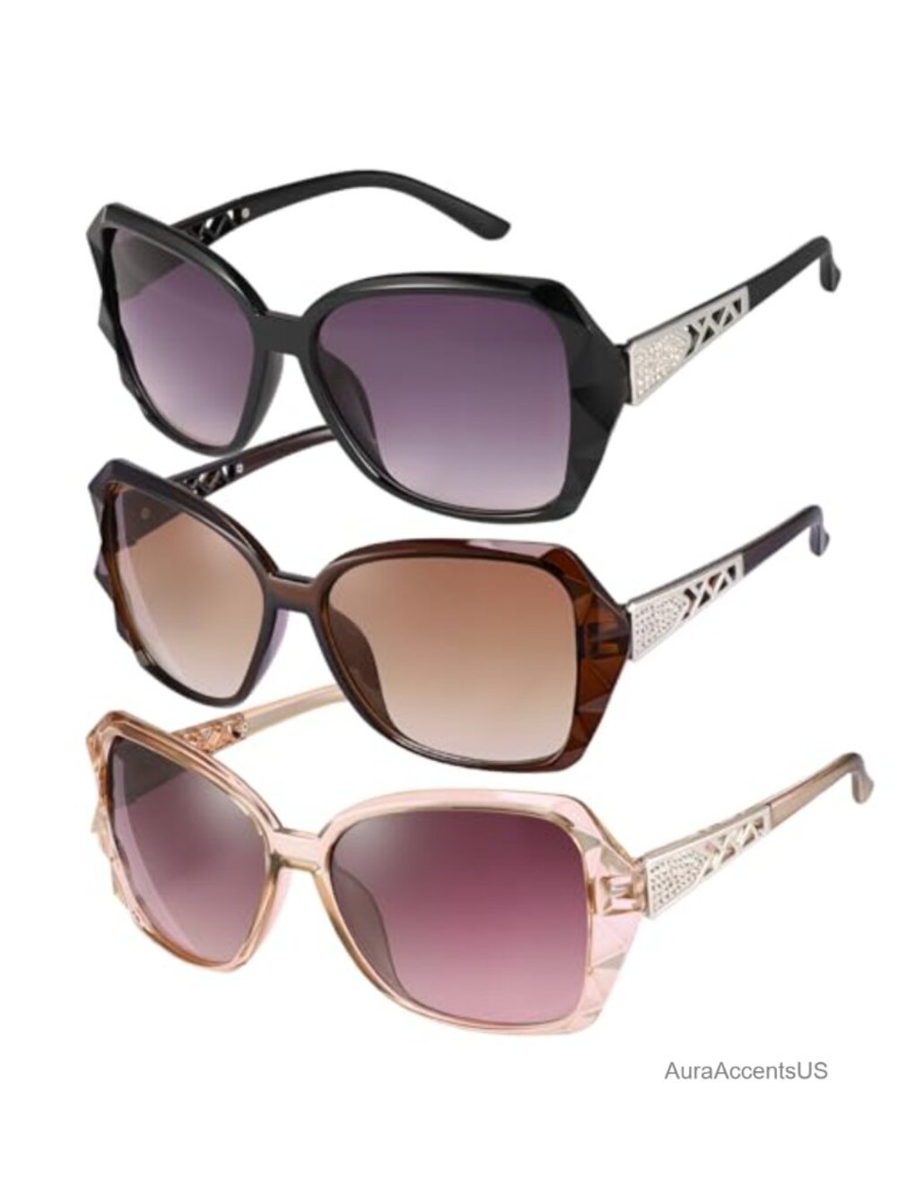 Oversized UV400 Protection Sunglasses Classic Bling Frame